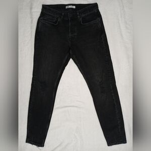 Zara Denimwear Men’s Black Denim Skinny Jeans 31x29 Distressed